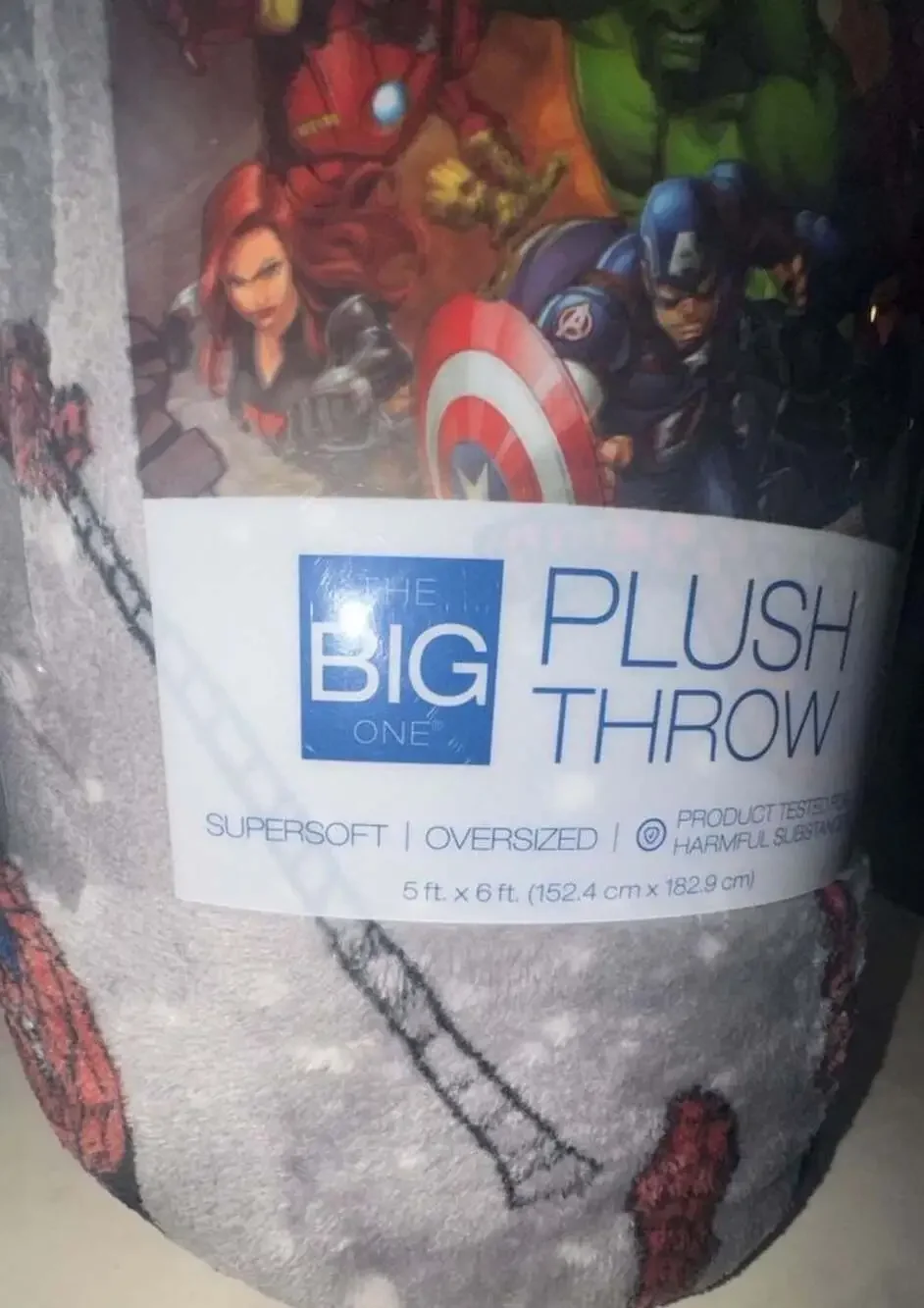 The Big One Marvel Spider-Man Plush Throw Blanket Size 5 ft x 6 ft Gray